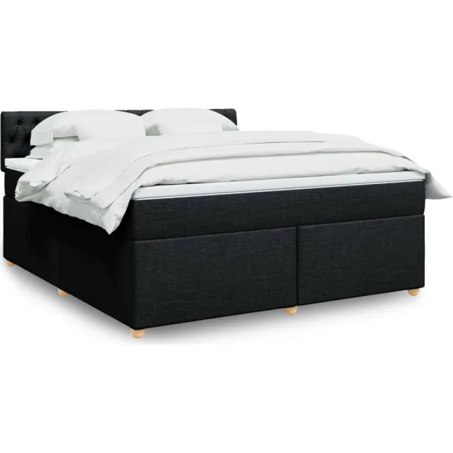 vidaXL Boxspring met matras stof zwart 180x200 cm