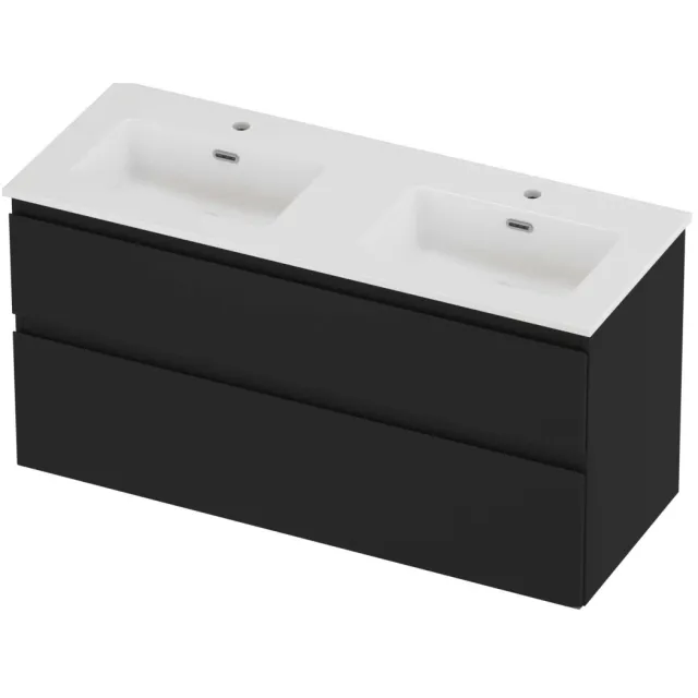 Proline Tribute Badmeubelset Porselein Elegant 2 Gaten 120x46x62 cm Glans Wit Mat Zwart