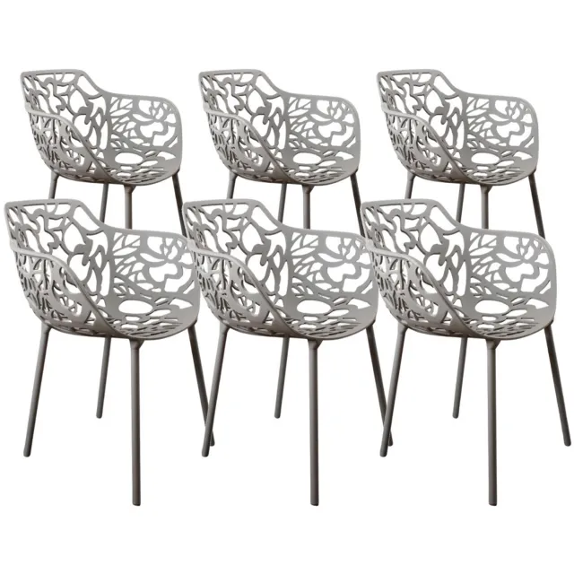 DS4U Cast eetkamerstoel - Set van 6 - Lichtgrijs - Aluminium - Met armleuning
