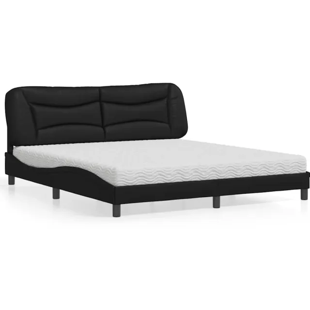 vidaXL Bed met matras "Hvar" kunstleer zwart 180x200 cm