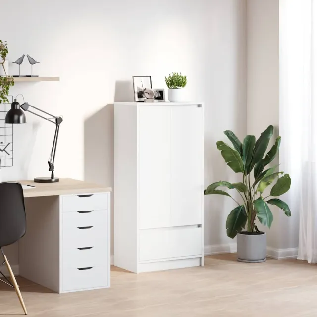vidaXL Kast met lade 55,5x34x119,5 cm spaanplaat wit, foto 2