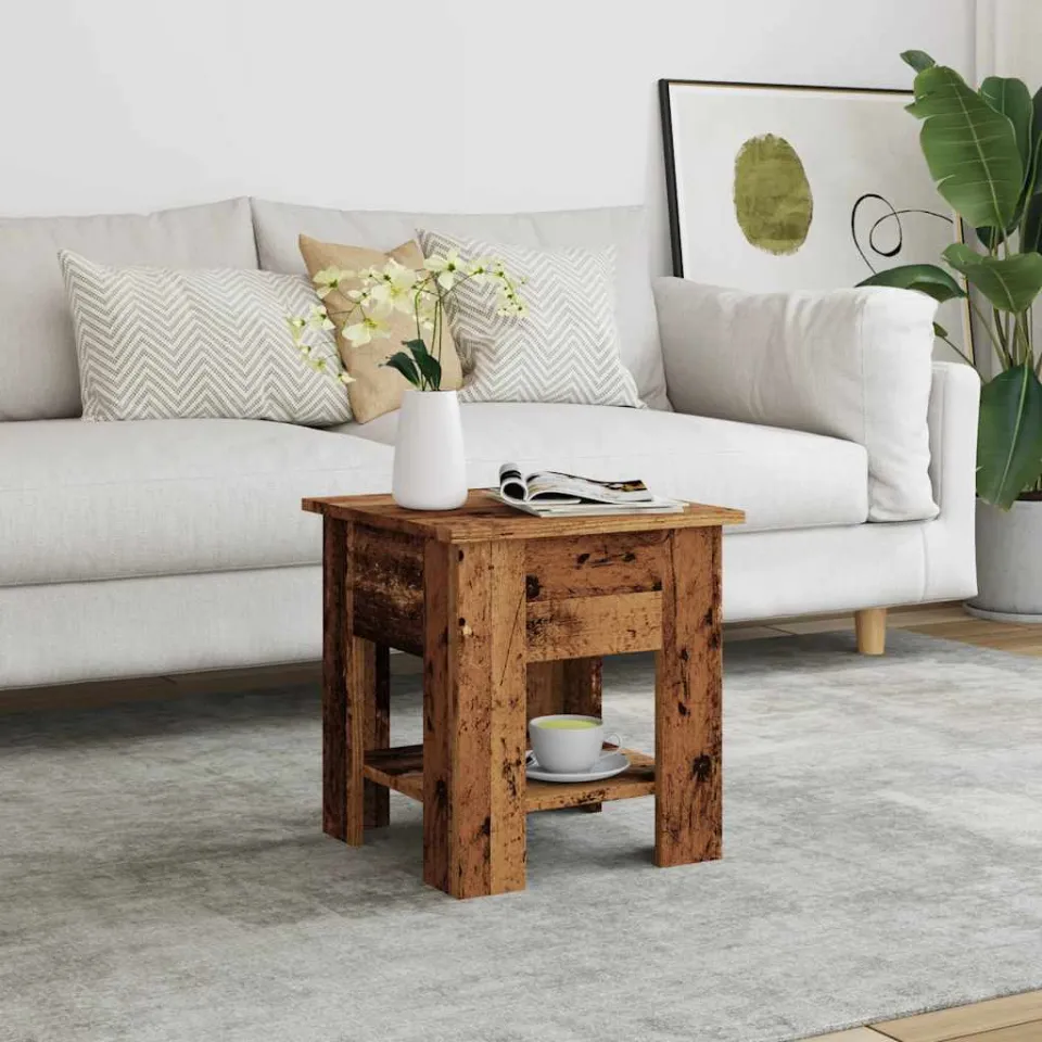 vidaXL Salontafel 40x40x42 cm bewerkt hout oud houtkleurig bruin, foto 3