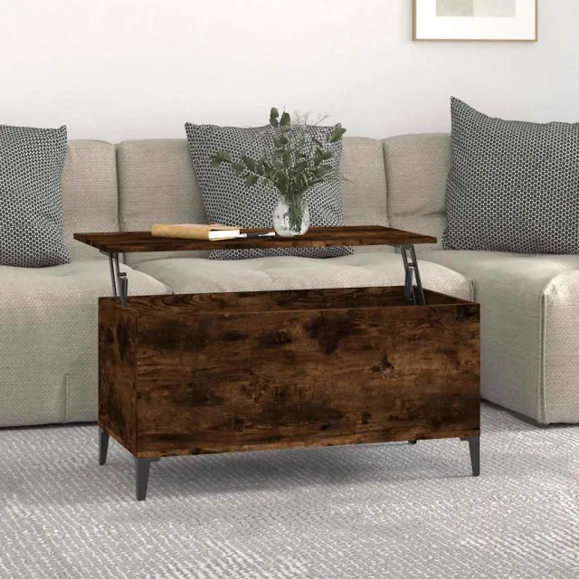 vidaXL Salontafel 90x44,5x45 cm bewerkt hout gerookt eikenkleurig, foto 2