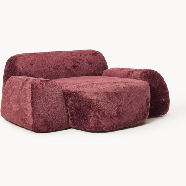 Westwing Collection XL teddy bouclé loungestoel Wolke Wijnrood