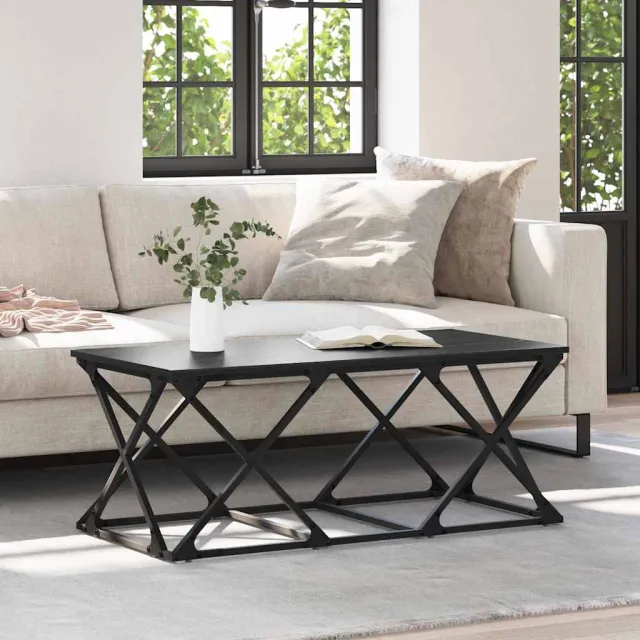 vidaXL Salontafel Zwart Eiken 100 x 49 x 40 cm Bewerkt hout, foto 2