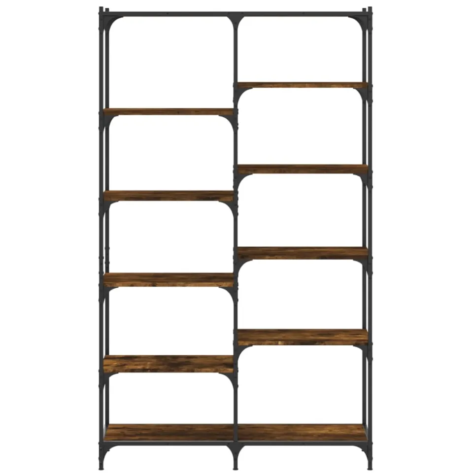 vidaXL Boekenrek 100x32x170 cm bewerkt hout en ijzer gerookt eiken Bruin