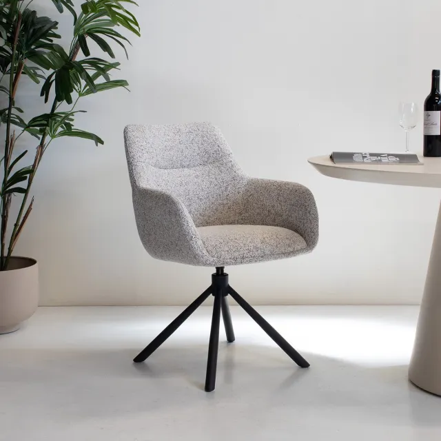 DÉJA Living Eetkamerstoel Noé - Beige/Zwart - Draaibaar - Set van 2
