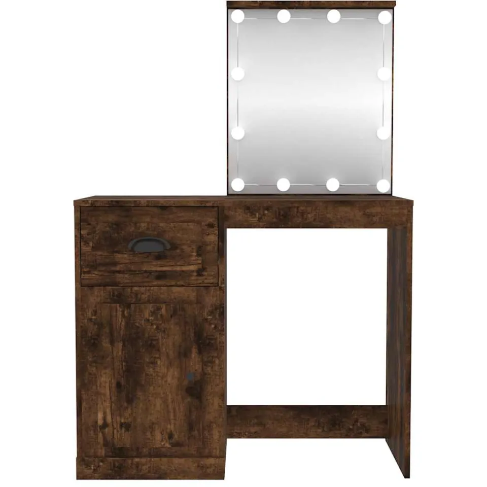 vidaXL Kaptafel met LED 90x50x132,5 cm bewerkt hout gerookt eikenkleur, foto 3