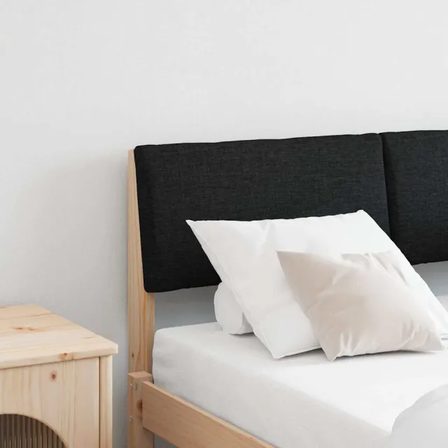 vidaXL Gestoffeerd hoofdbord Zwart 120 cm Massief grenenhout Bruin