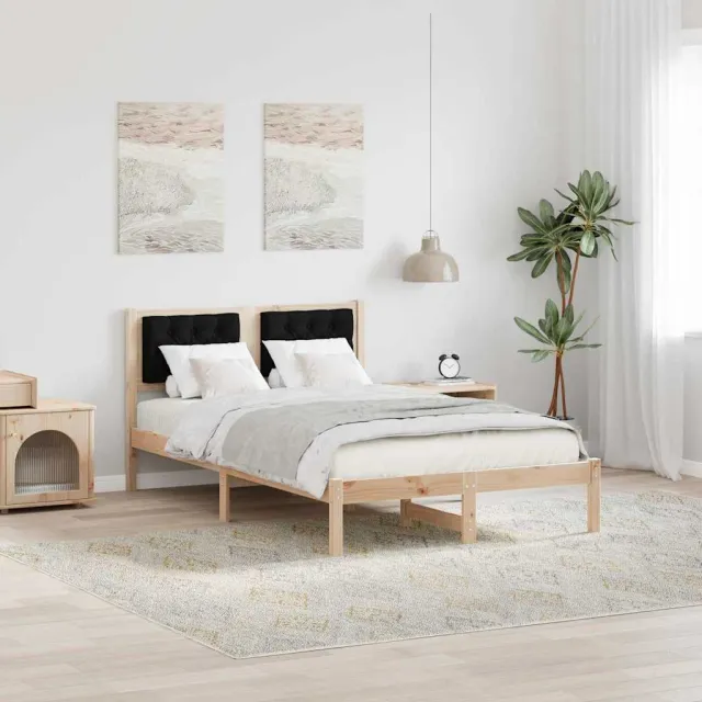 vidaXL Bedframe met hoofdeinde Zwart 120 x 190 cm Massief grenenhout Bruin