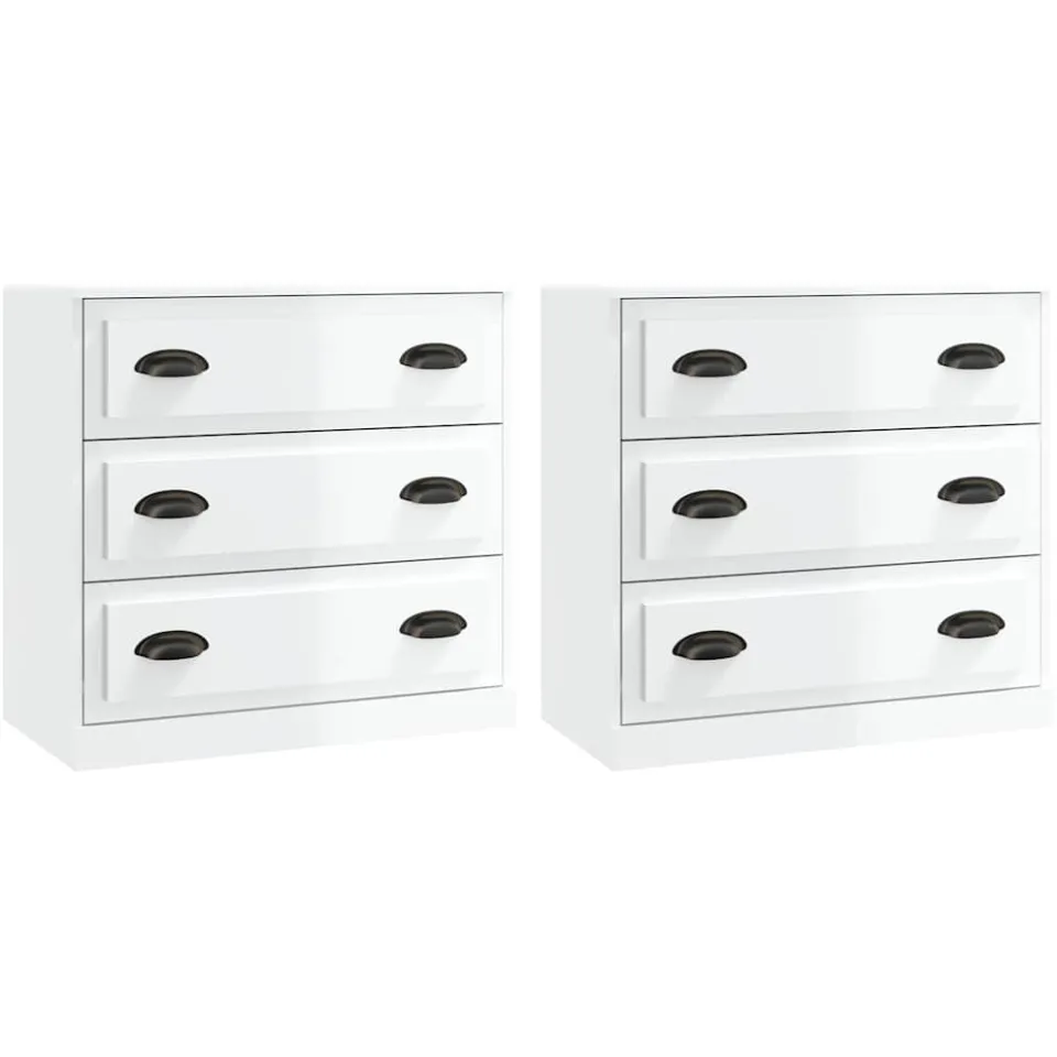 vidaXL Dressoirs 2 st bewerkt hout hoogglans wit, foto 3