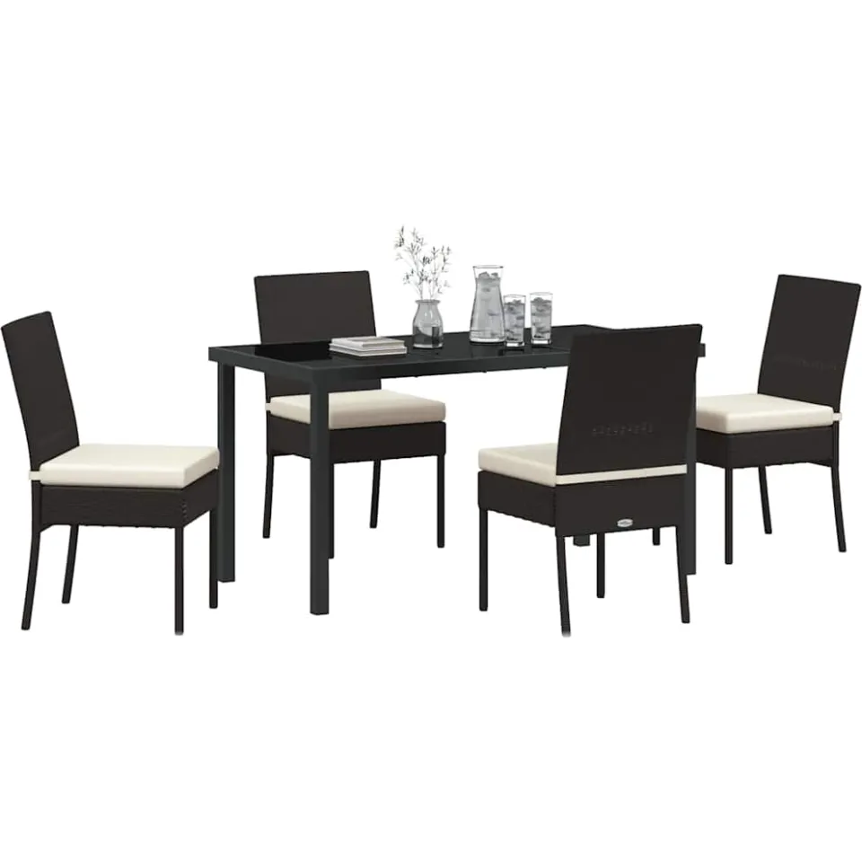 vidaXL Tuin eettafelset 5 st Zwart Gepoedercoat staal