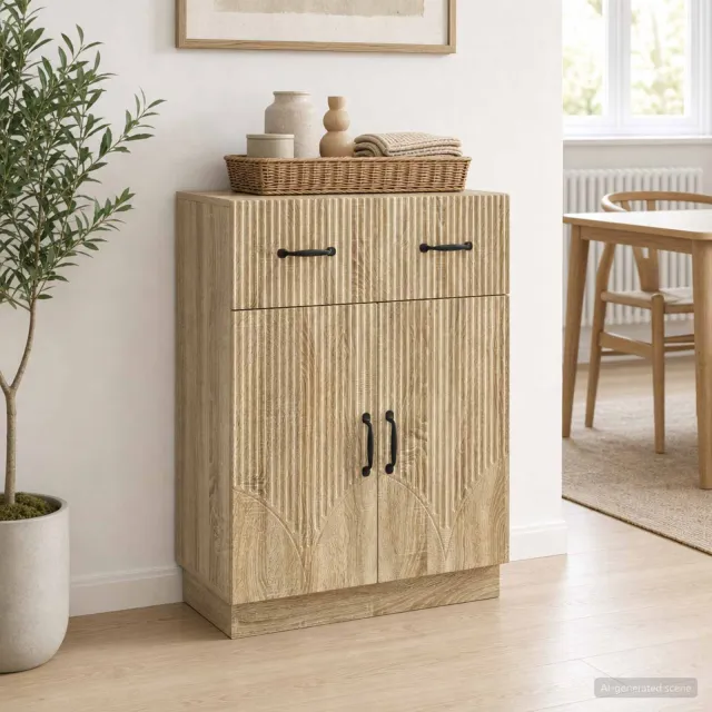 vidaXL Dressoir met lade Sonoma Eiken 66 x 34,5 x 87 cm Bewerkt hout Bruin