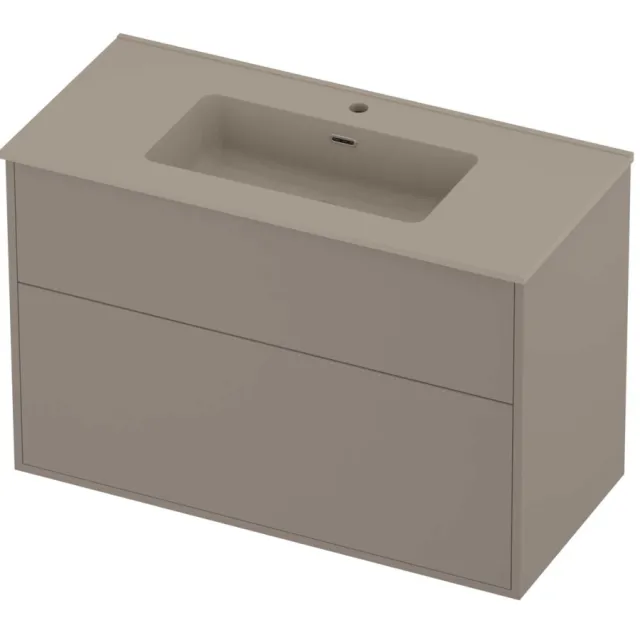 Proline Tribute Badmeubelset Porselein Elegant In Kader 100x46x67 cm Mat Crème Cotton Clay Beige