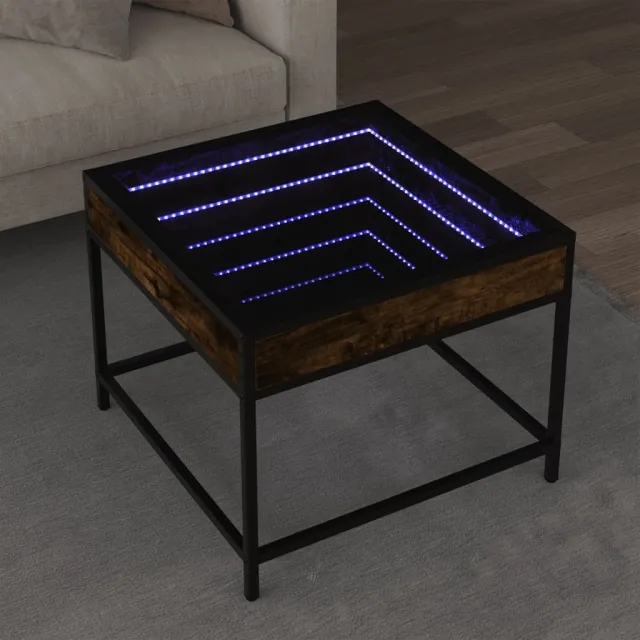 vidaXL Salontafel met Infinity LED 50x50x41 cm gerookt eikenkleurig, foto 2