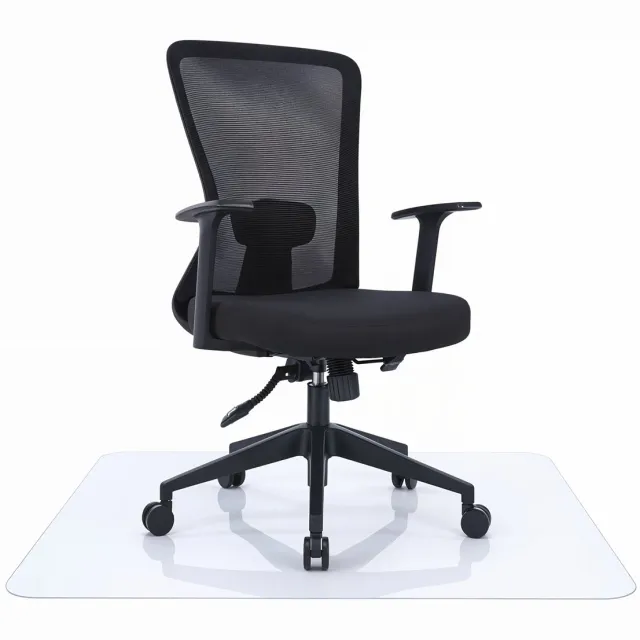 Goliving Ergonomisch Bureaustoel + Vloerbeschermer 120 x 150 cm - Kantoorstoel + Bureaustoelmat - Office Chair - Verstelbaar - Op Wieltjes - Voor Volwassenen - EN-1335 - Zwart