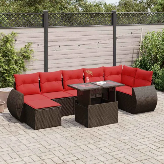 vidaXL 8-delige Loungeset met kussens poly rattan acacia bruin, foto 2