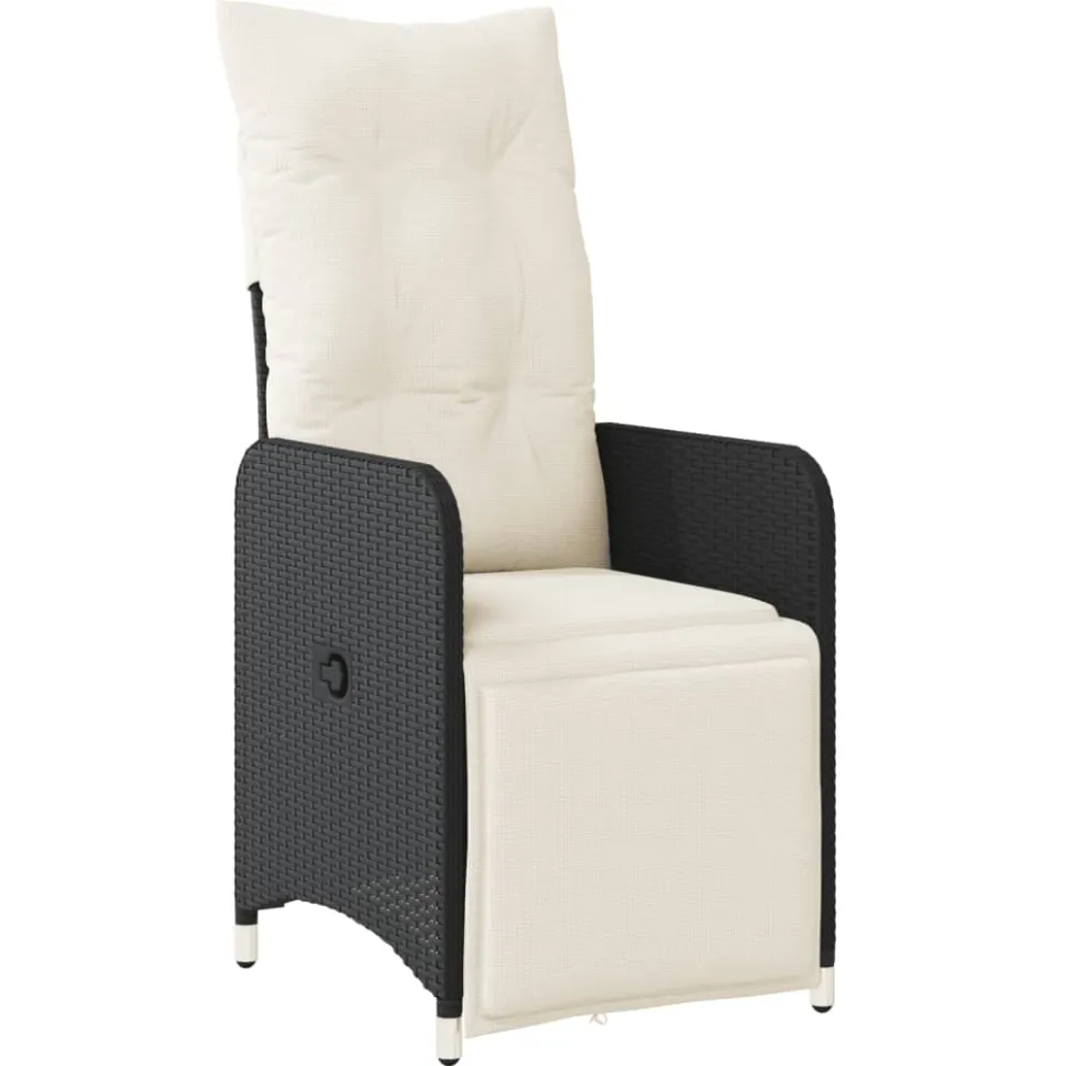 vidaXL 7-delige Bistroset met kussens poly rattan zwart