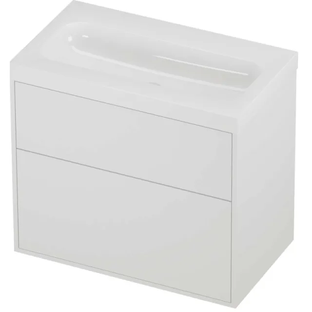 Proline Haga Badmeubelset Polystone Mezza 2 Laden 80x46x73 cm Glans Wit Mat White Mat Wit