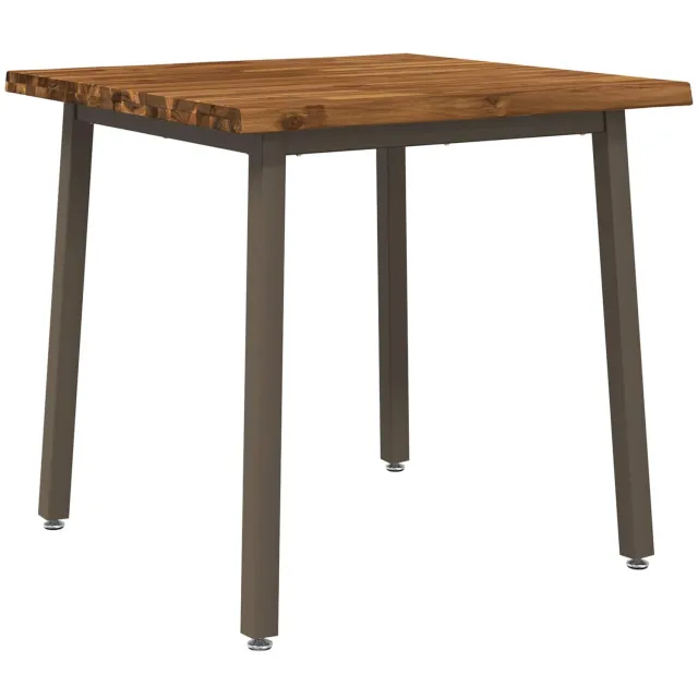 vidaXL Eettafel - met - levendige - rand - 80 - x - 80 - x - 75 - cm - Massief - Acacia - Hout Natuurlijk en Koffie