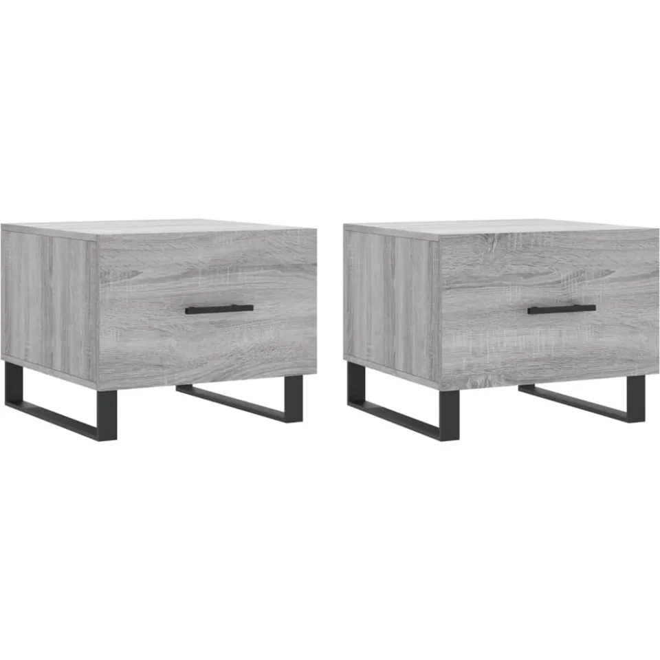 vidaXL Salontafels 2 st 50x50x40 cm bewerkt hout grijs sonoma eiken
