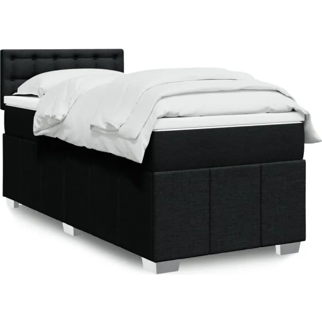 vidaXL Boxspring met matras stof zwart 80x200 cm