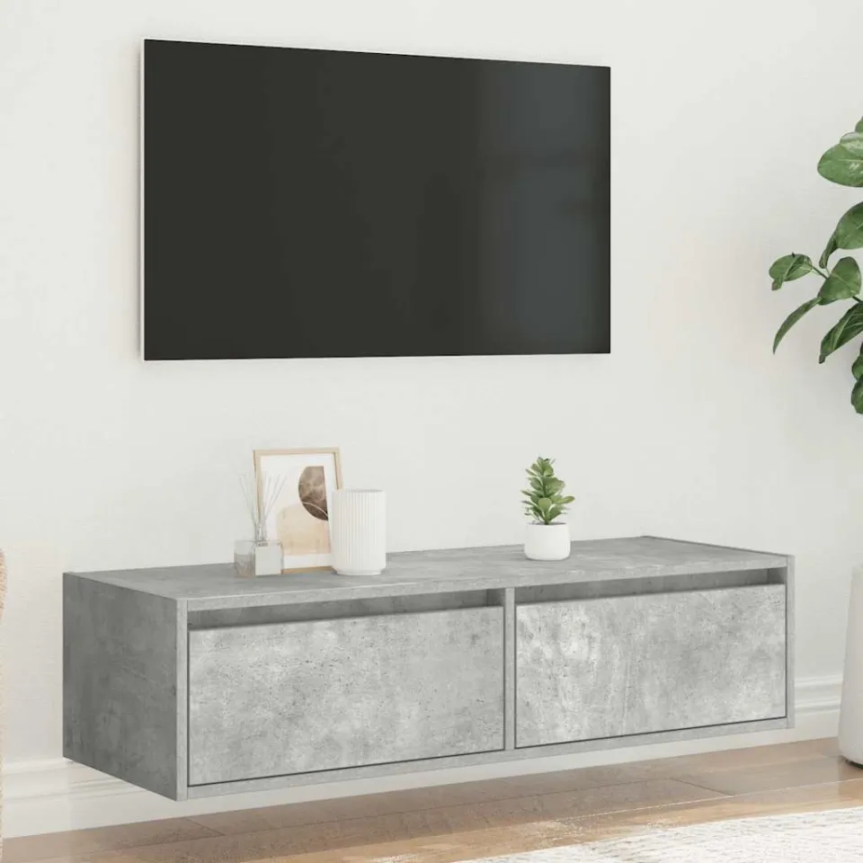 vidaXL Tv-meubel met LED-verlichting 100X35,5x25 cm betongrijs grijs, foto 3