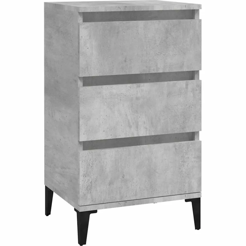 vidaXL Nachtkastje 40x35x70 cm bewerkt hout betongrijs grijs