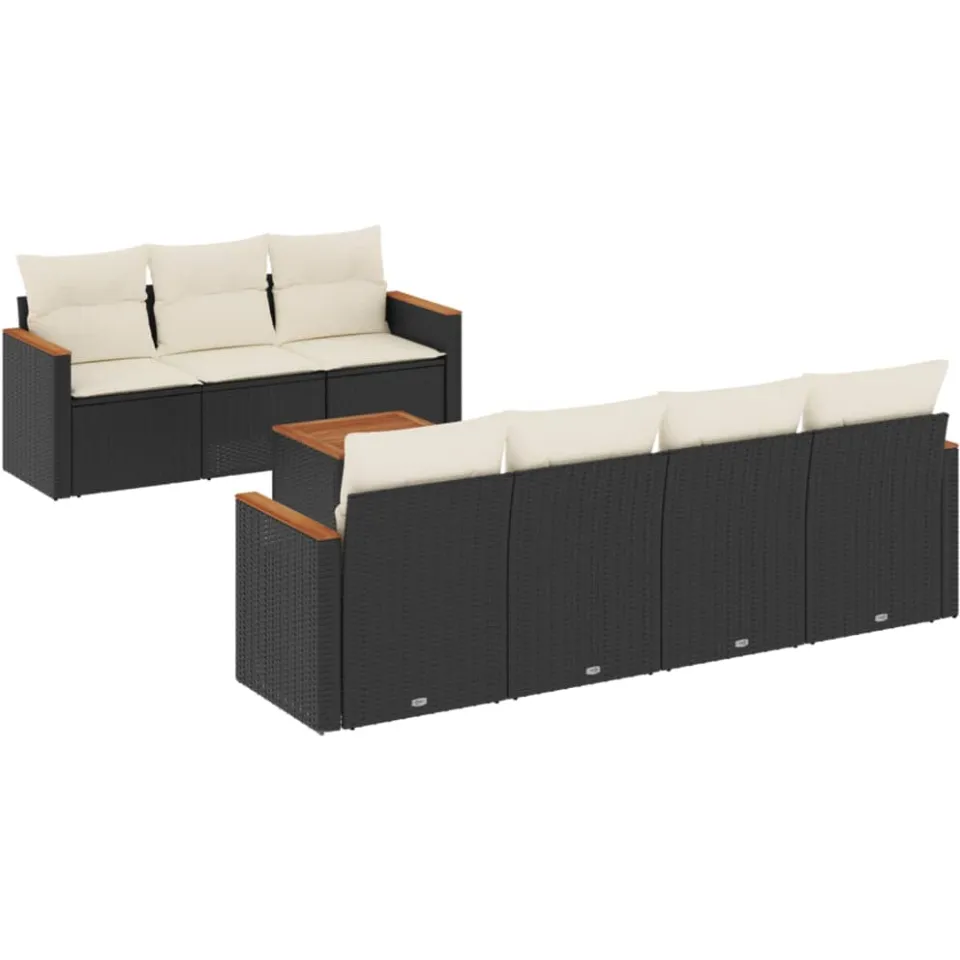 vidaXL 8-delige Loungeset met kussens poly rattan zwart, foto 3