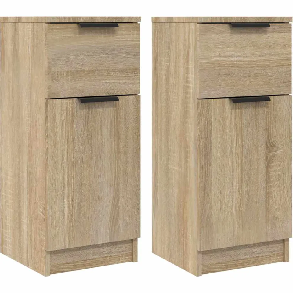 vidaXL Dressoirs 2 st 30x30x70 cm bewerkt hout sonoma eikenkleurig, foto 3