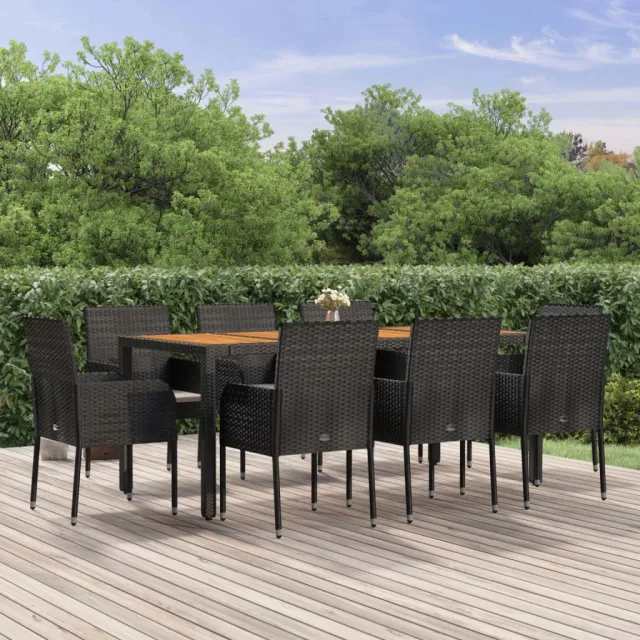 vidaXL 9-delige Tuinset poly rattan zwart, foto 2