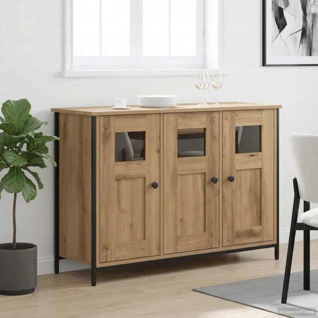 vidaXL Dressoir Artisanaal eiken 100 x 35 x 70 cm Bewerkt hout Bruin