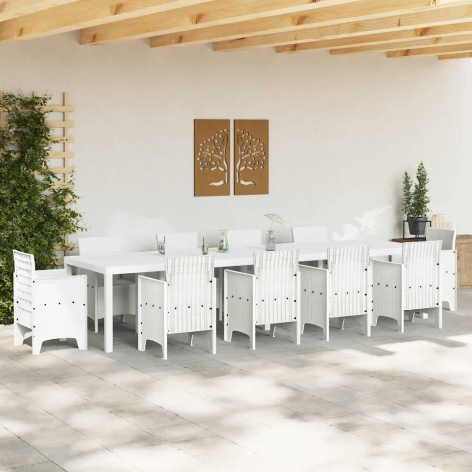 vidaXL Tuinstafel Wit 350 x 100 x 74 cm poly rattan, foto 3