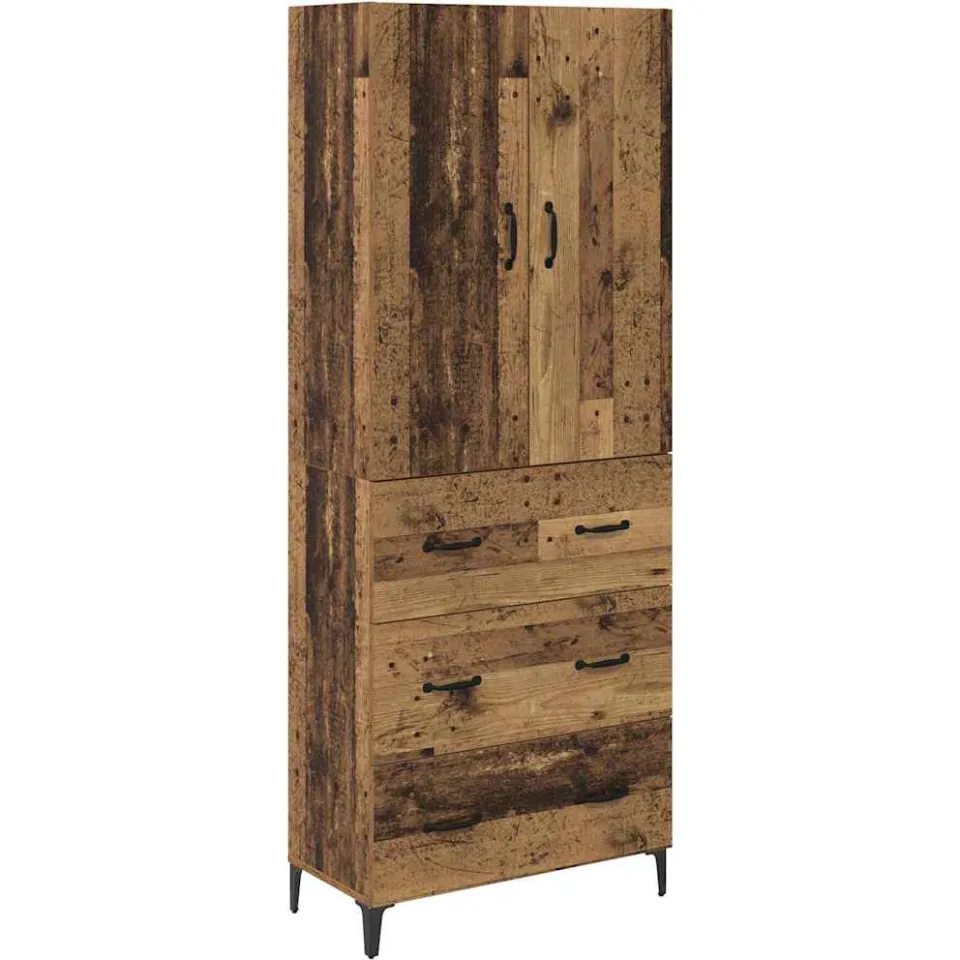 vidaXL Highboard Oud Hout 69,5 x 34 x 180 cm Bewerkt hout bruin, foto 3