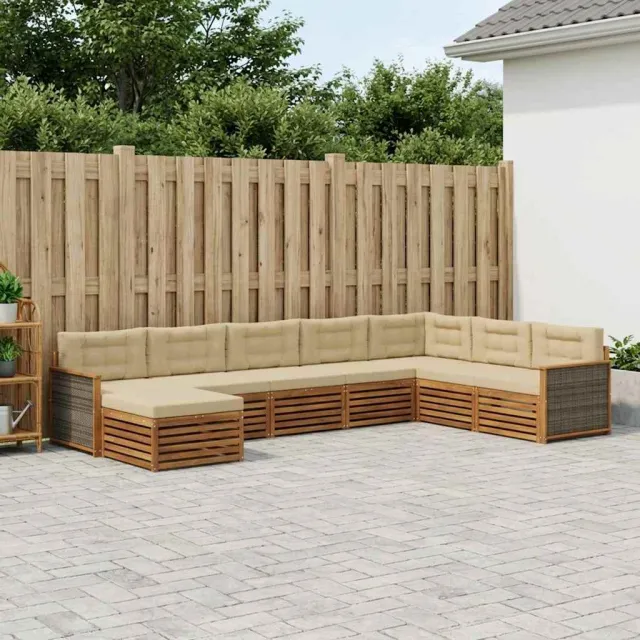 vidaXL Buiten bankenset 8 st 7-zits Natuurlijk en Beige