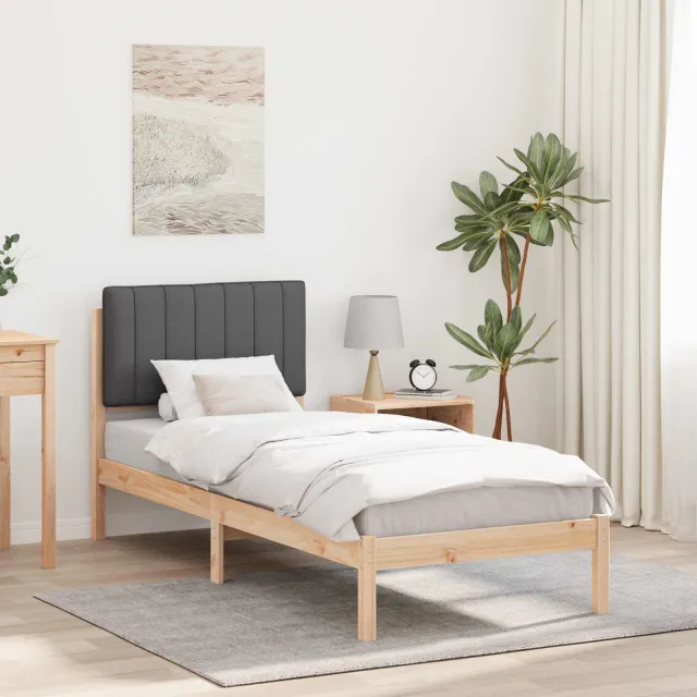vidaXL Bedframe met Gevoerd Hoofdgedeelte Donkergrijs 75 x 190 cm