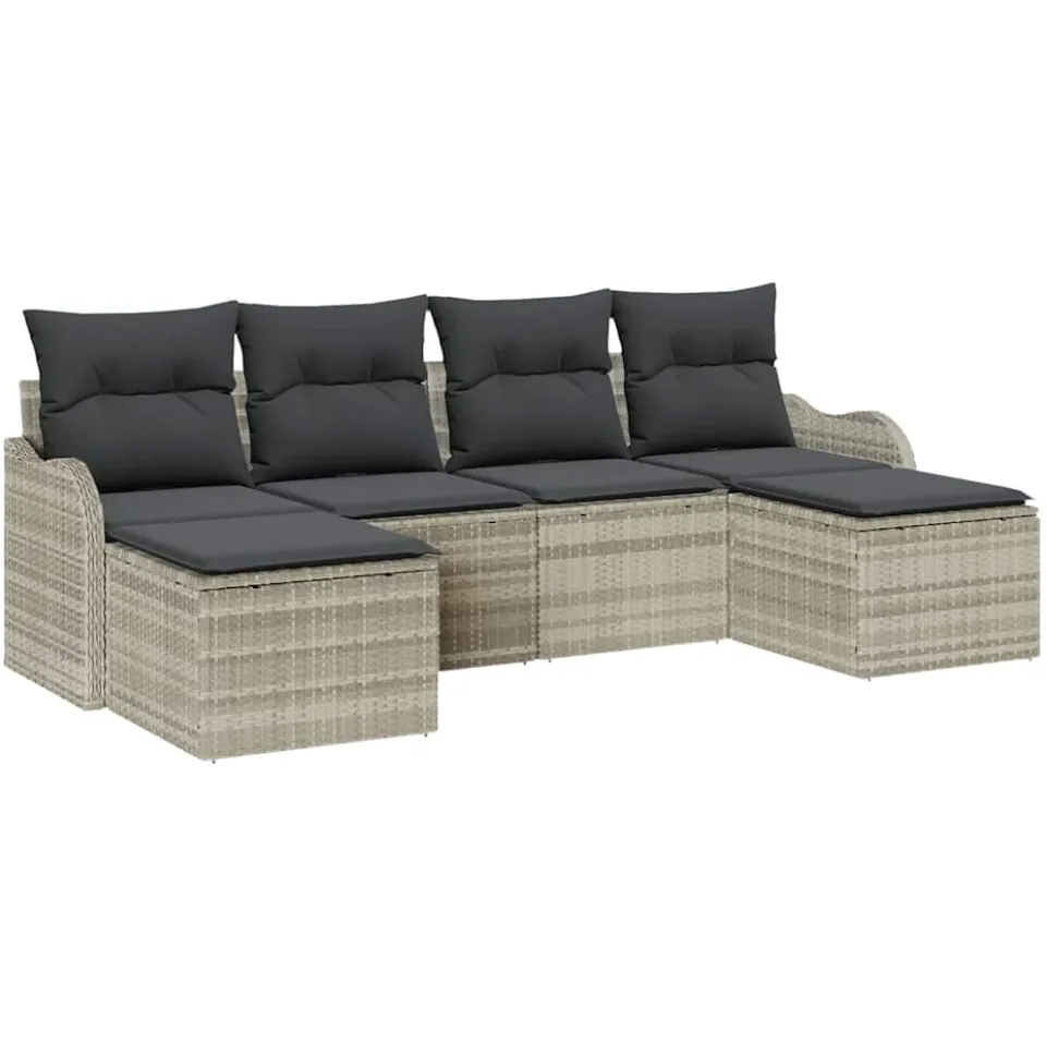 vidaXL Tuin Sofa Set 6 st Lichtgrijs poly rattan