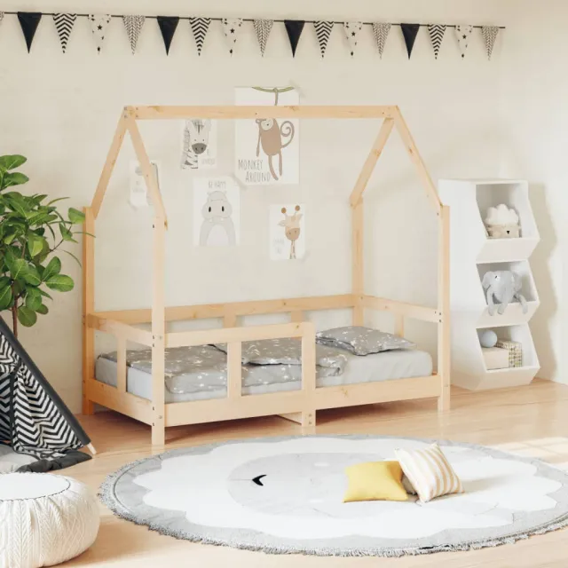 vidaXL Kinderbedframe 70x140 cm massief grenenhout bruin, foto 2