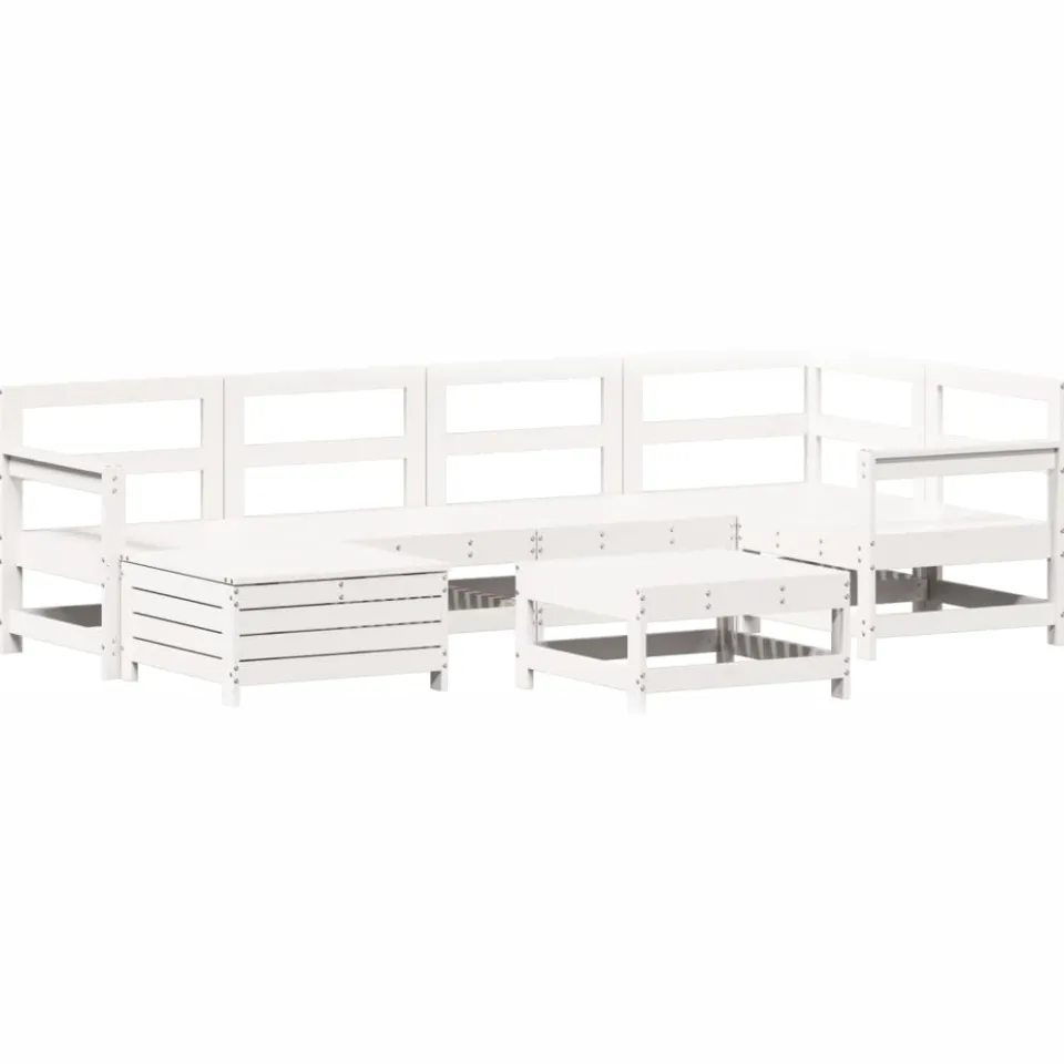 vidaXL 7-delige Loungeset massief grenenhout wit