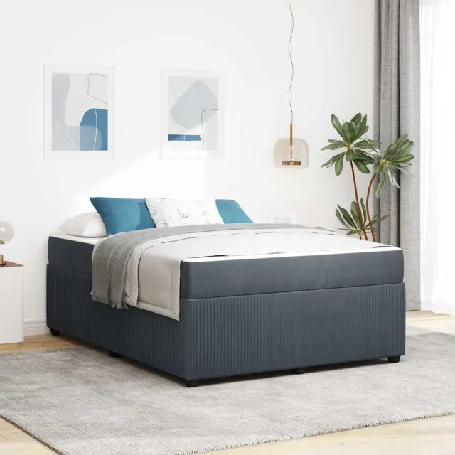 vidaXL Bedframe Donkergrijs 140 x 200 cm Stof