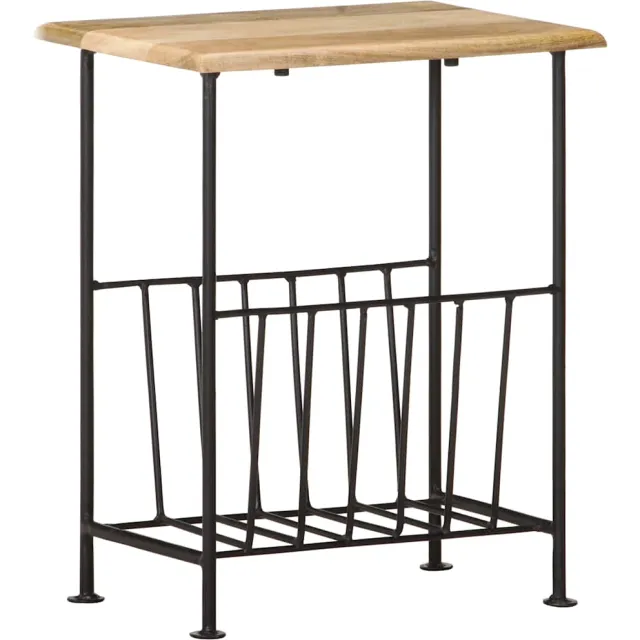 vidaXL Tijdschriftenrek 40x30x50 cm massief mangohout en staal Zwart