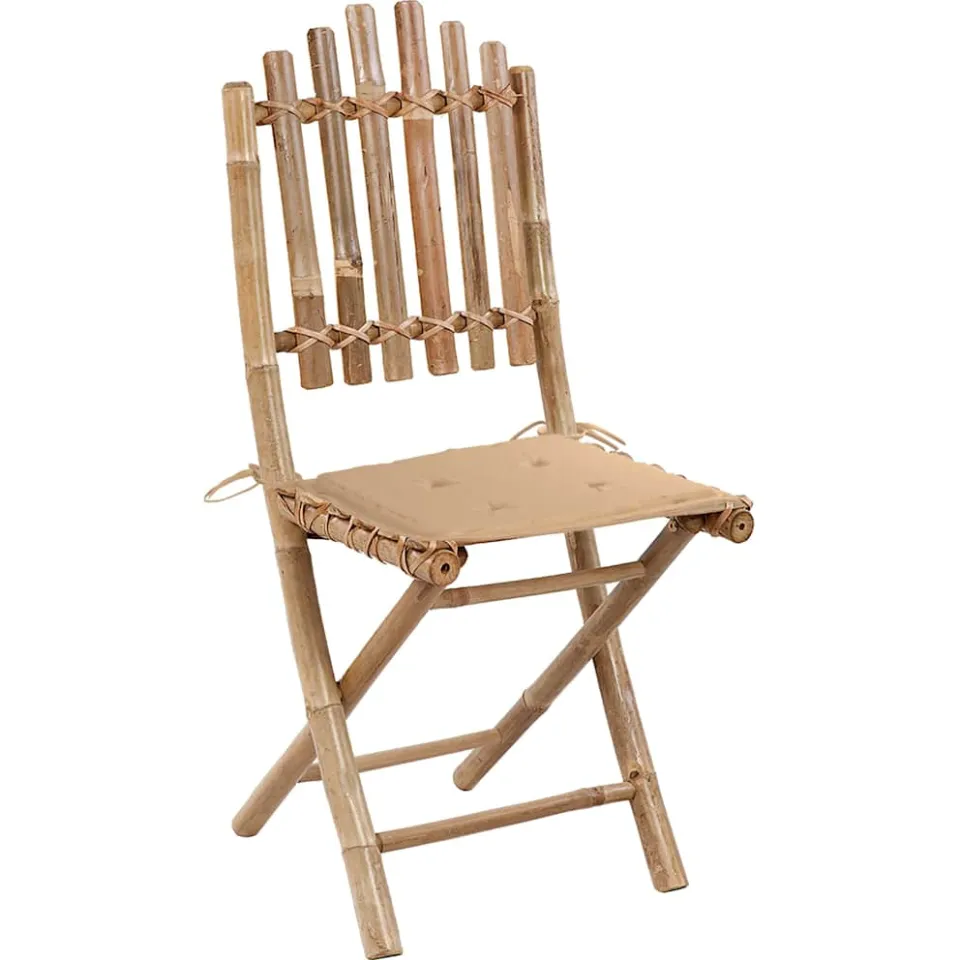 vidaXL 5-delige Tuinset inklapbaar met kussens bamboe beige, foto 3