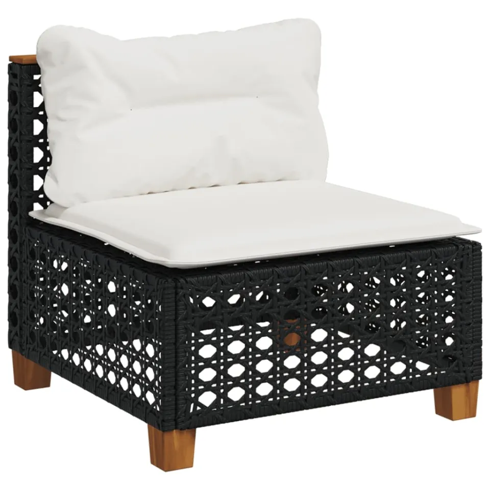 vidaXL 6-delige Loungeset met kussens poly rattan zwart, foto 4