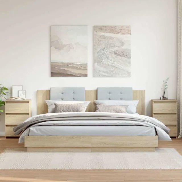 vidaXL Nachtkastjes 2 st 40x35x62,5 cm bewerkt hout sonoma eikenkleur Bruin