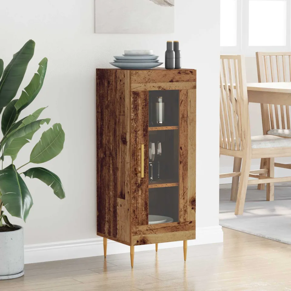 vidaXL Dressoir Oud hout 34 x 34.5 x 90 cm Bewerkt hout bruin, foto 3