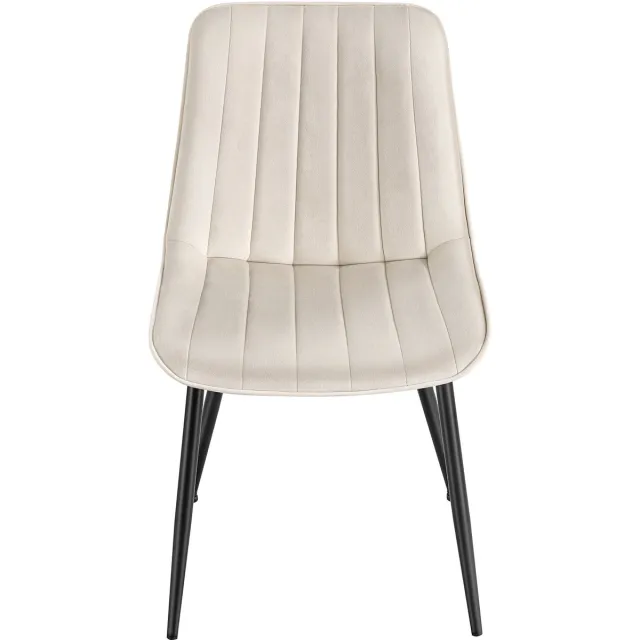 Songmics Eetkamerstoelen - Ergonomische Rugleuning - Stalen Poten Beige-Zwart