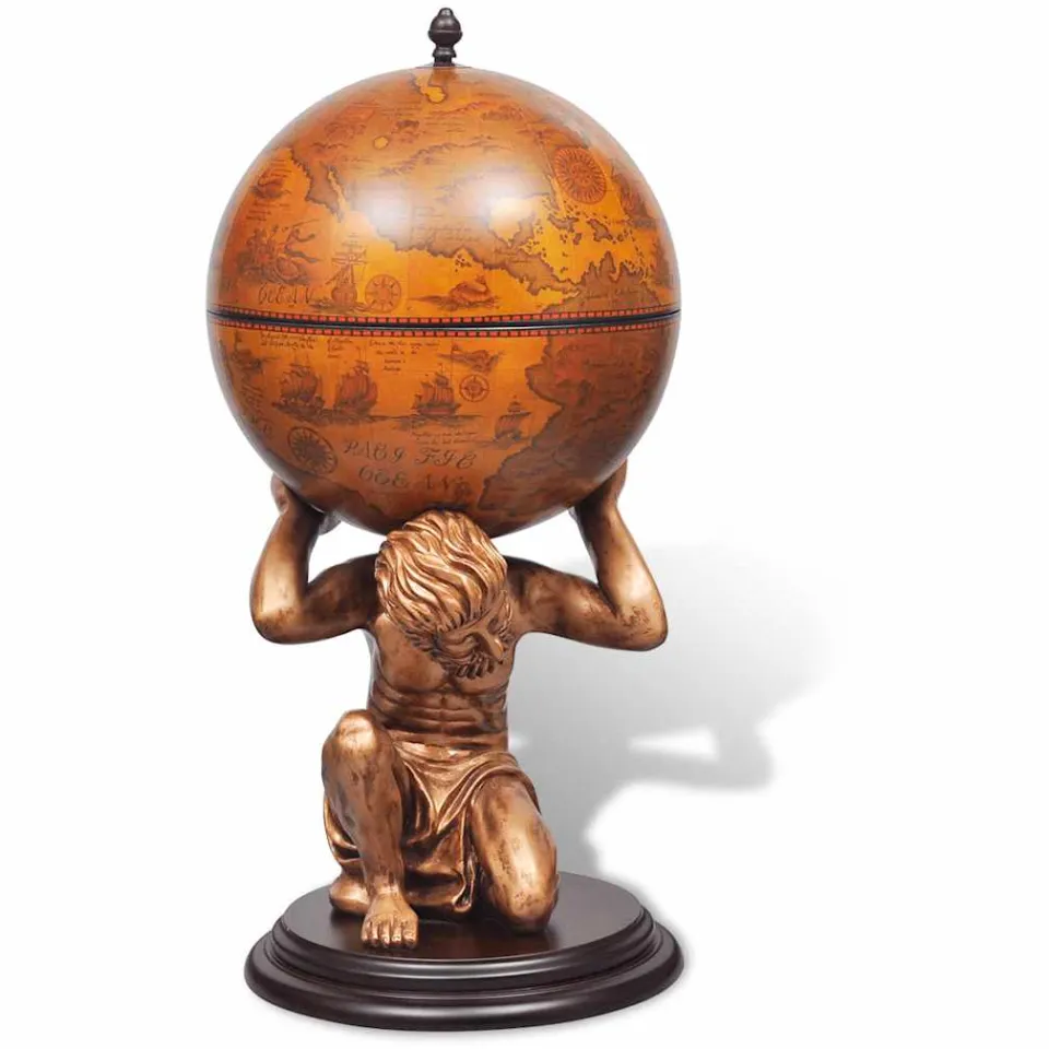 vidaXL Globebar Atlas 42x42x85 cm Bruin