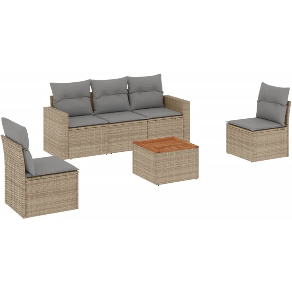 vidaXL Patio Sofa Set 5-zits Mix Beige en Lichtgrijs, foto 3