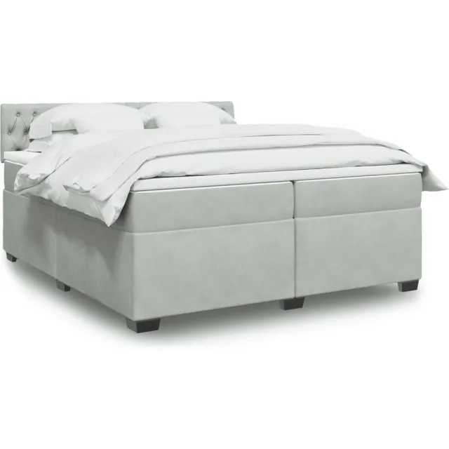vidaXL Boxspring met matras fluweel lichtgrijs 200x200 cm grijs