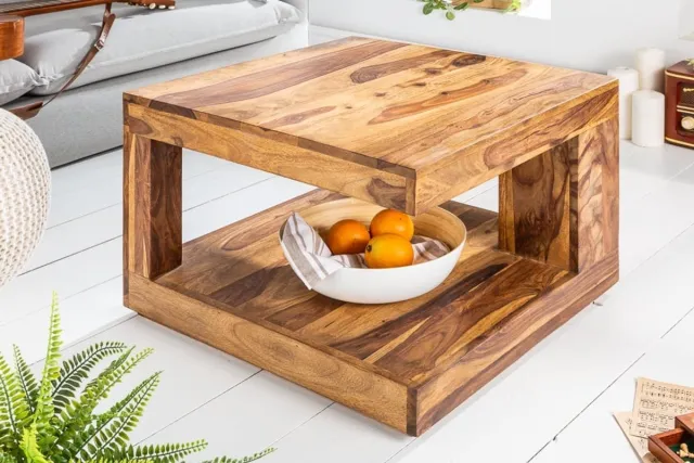 Invicta Interior Salontafel van massief fijn hout GIANT 60 cm Sheesham Stone Finish - 36331 Zie omschrijving
